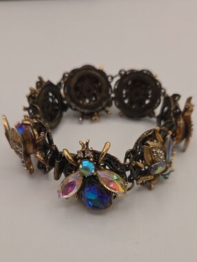 Sweet Romance Shelley Cooper Insect Bee Link Bracelet AB Crystal